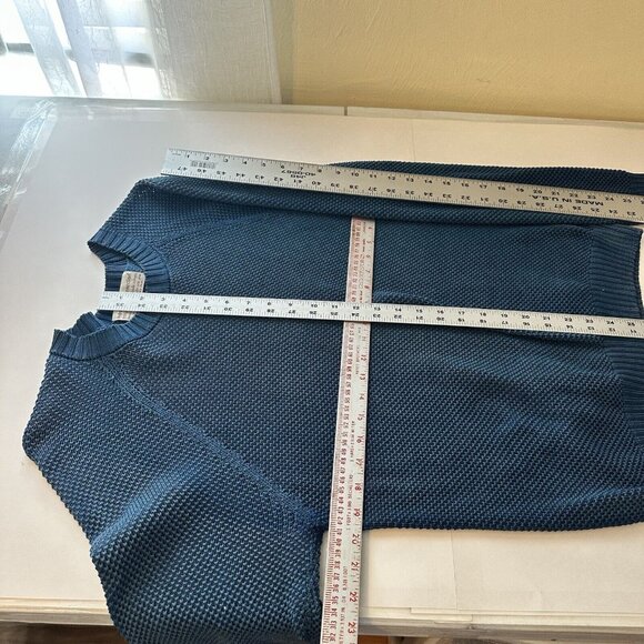 PERUVIAN CONNECTION Pima Cotton Teal Blue Crew Neck Pullover Sweater Large - Picture 6 of 9